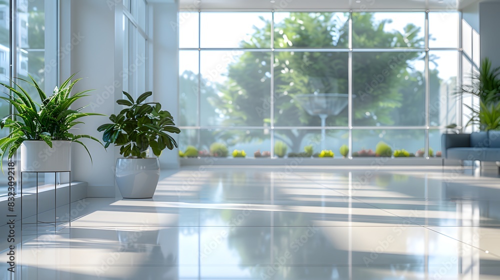A clean, modern hospital hall with large windows and potted plants adding life to the space. creating an atmosphere that suggests high-quality healthcare services. A clean, modern hospital hall with large windows and potted plants adding life to the space. creating an atmosphere that suggests high-quality healthcare services.