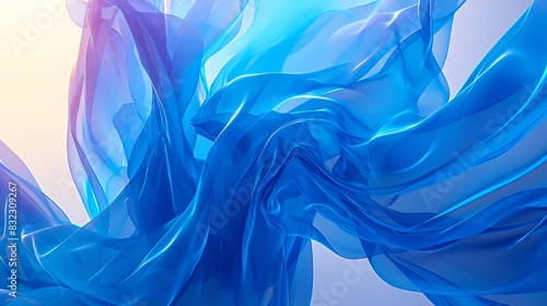 Elegant abstract image featuring flowing blue fabric with soft highlights creating a sense of movement and fluidity, ideal for backgrounds or concept illustrations on grace or serenity