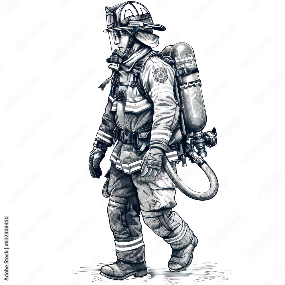 illustration art of fire fighter illustration art of fire fighter