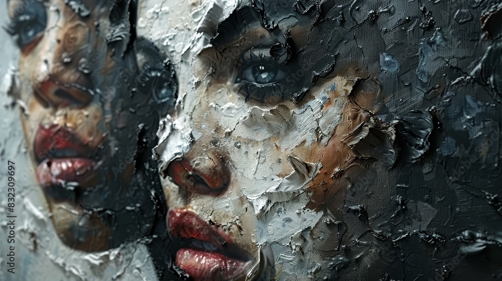 Naklejka premium Craft textured portraits that imbue depth and character