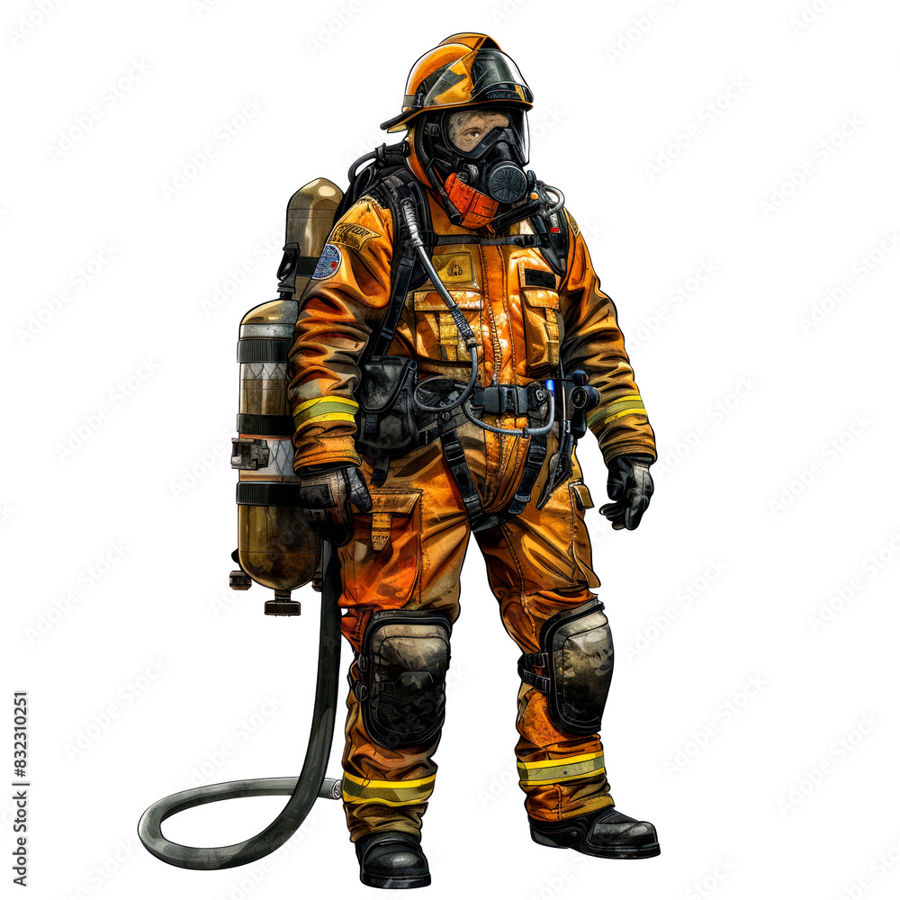 illustration art of fire fighter illustration art of fire fighter