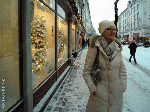A woman admiring Christmas ...