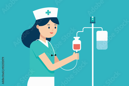 A patient or health care worker in a medical chair, with an infusion system connected to their arm, indicating they are receiving some sort of medical therapy or hydration.