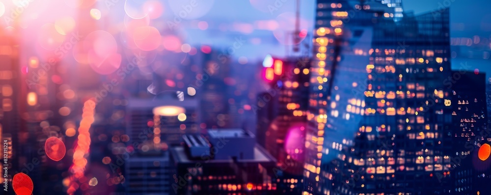 Vibrant cityscape at dusk, showcasing illuminated skyscrapers and blurred urban lights in a stunning display of metropolitan life. Vibrant cityscape at dusk, showcasing illuminated skyscrapers and blurred urban lights in a stunning display of metropolitan life.