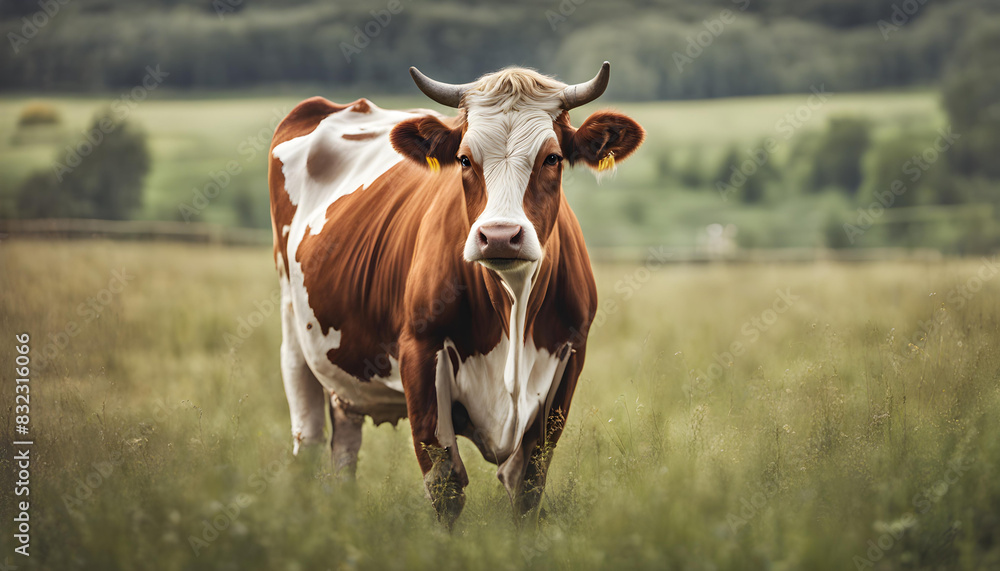 Portrait of a beautiful cow on a pasture Portrait of a beautiful cow on a pasture