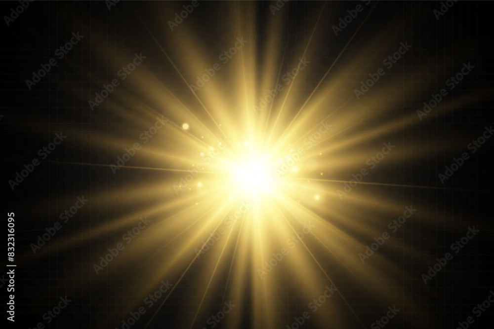Bright beautiful star.Vector illustration of a light effect on a background.	

