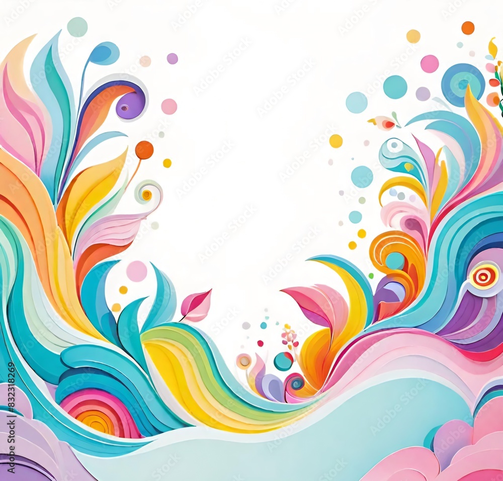 abstract background, illustration, swirl, pattern, decoration, art, rainbow, frame, colorful, card, summer, color, leaf