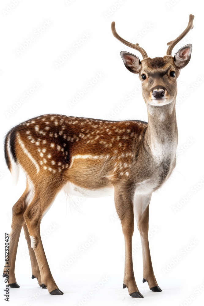 the Sika Deer with copy space on right Isolated on white background the Sika Deer with copy space on right Isolated on white background