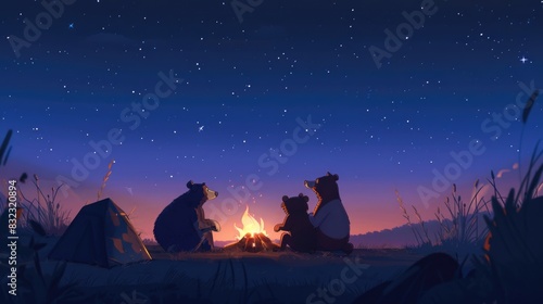 Animated animals gather around a campfire, sharing stories and celebrating Pride Month under the stars photo