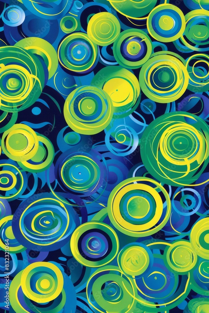 Dynamic and Vibrant Soccer Jersey Design Pattern for Sublimation with Circular Shapes in Blue, Green, and Yellow Dynamic and Vibrant Soccer Jersey Design Pattern for Sublimation with Circular Shapes in Blue, Green, and Yellow