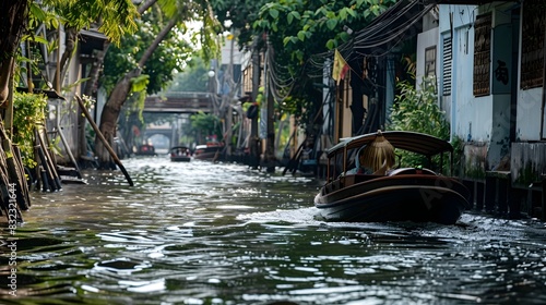 Tranquil Boat Ride Through Bangkok s Picturesque Canal Network photo