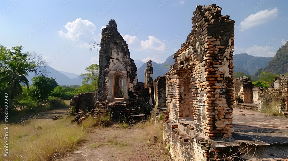 Fototapeta premium Captivating Remnants of a Bygone Era Exploring the Enchanting Ruins of Lopburi