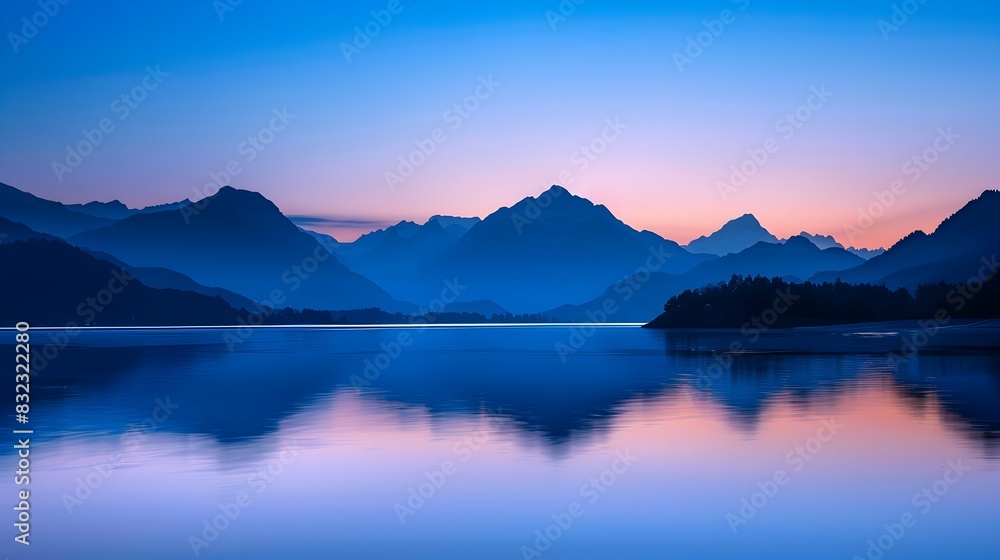 Blue Hour Majesty - A Tranquil Twilight Reflection on a Serene Mountain Lake