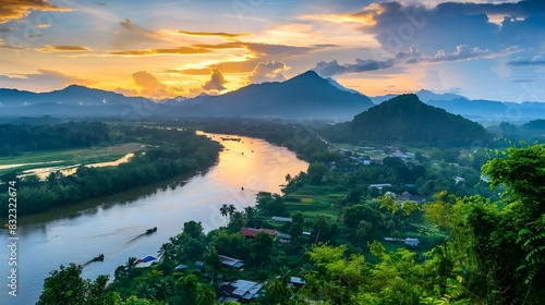 Breathtaking Sunrise Over Lush Tropical Valley in Northern Thailand