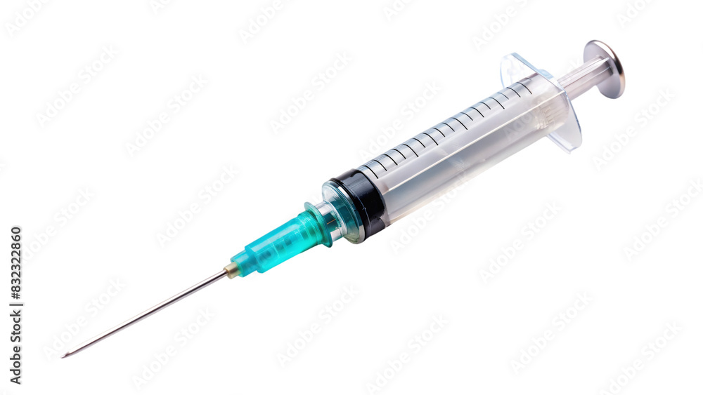 A medical syringe, isolated on white, for injections or vaccinations A medical syringe, isolated on white, for injections or vaccinations