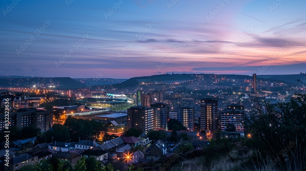 Blue Hour Illuminates the Bustling Metropolitan Skyline