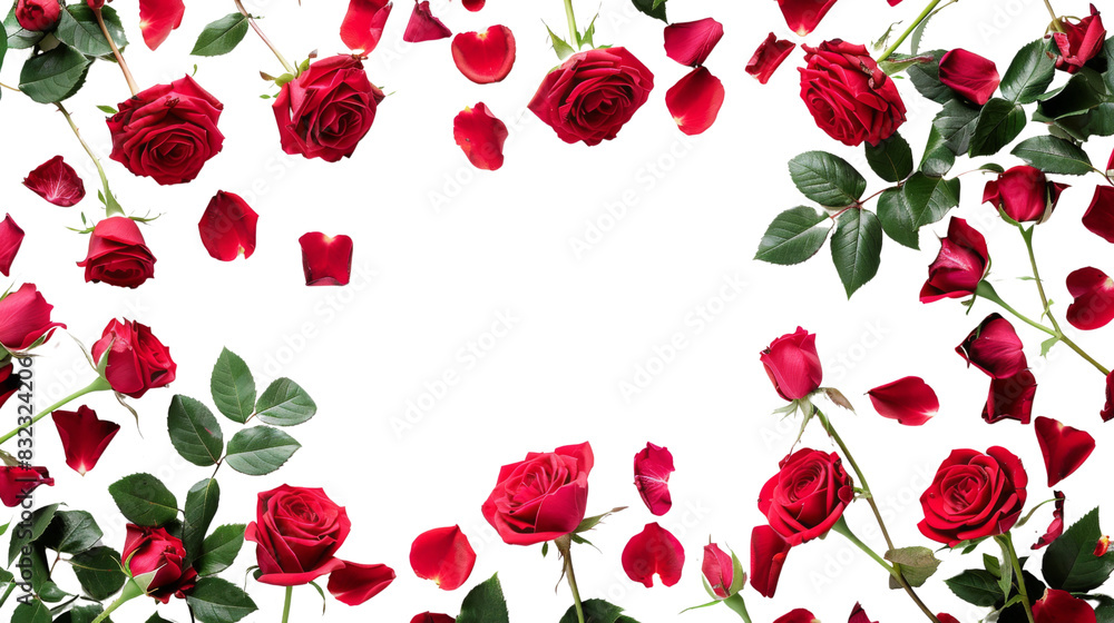Red rose flowers in a border Red rose flowers in a border