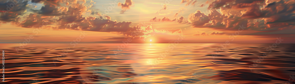 Breathtaking sunset over a serene ocean with vibrant orange and pink skies, peaceful waves, and dramatic cloud formations reflecting on the water. Breathtaking sunset over a serene ocean with vibrant orange and pink skies, peaceful waves, and dramatic cloud formations reflecting on the water.