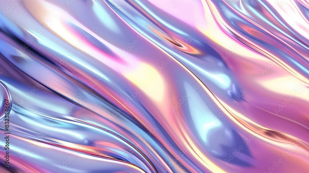 Colorful Liquid metallic wavy background. 3d render illustration