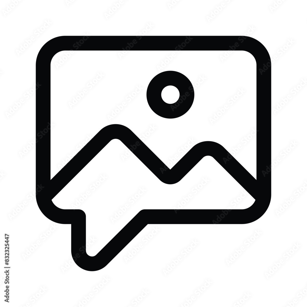 Chat bubble having image denoting concept icon of image chat Chat bubble having image denoting concept icon of image chat