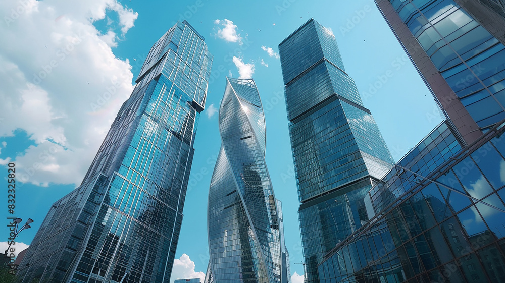 Fototapeta premium Modern Glass Skyscrapers in the city