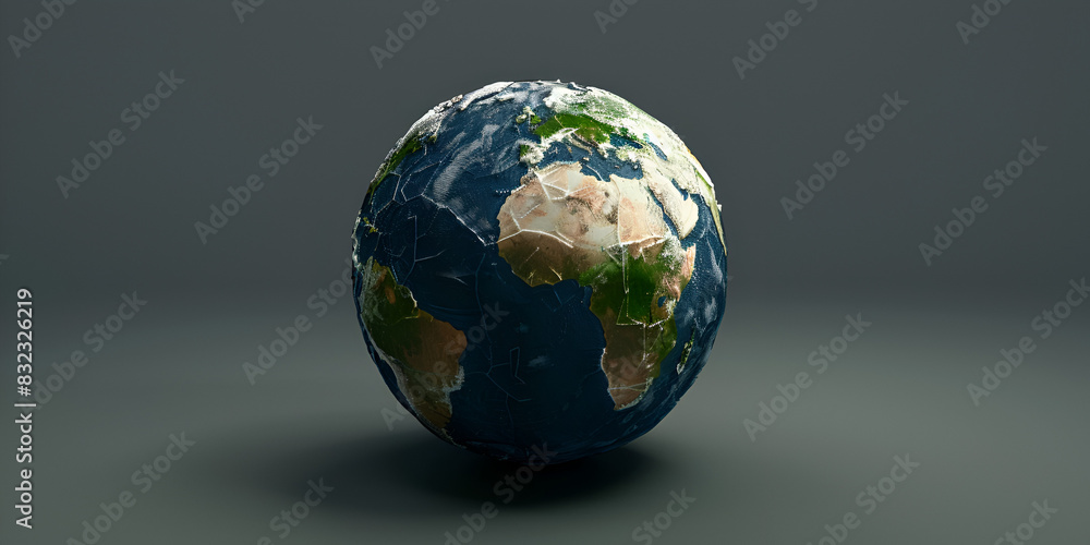The Earth isolated in white background; Elements of this image are furnished by NASA. Planet earth laying on white surface with drop shadow.