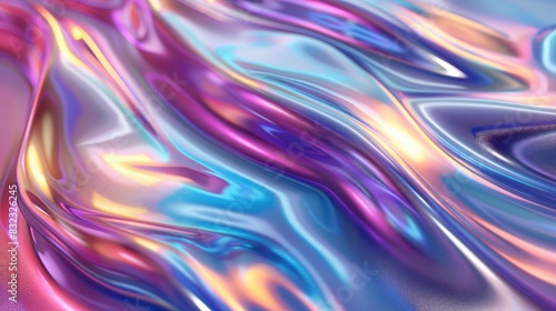 Colorful Liquid metallic wavy background. 3d render illustration