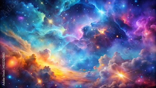 Ultra glossy cosmic sky nebula pattern background