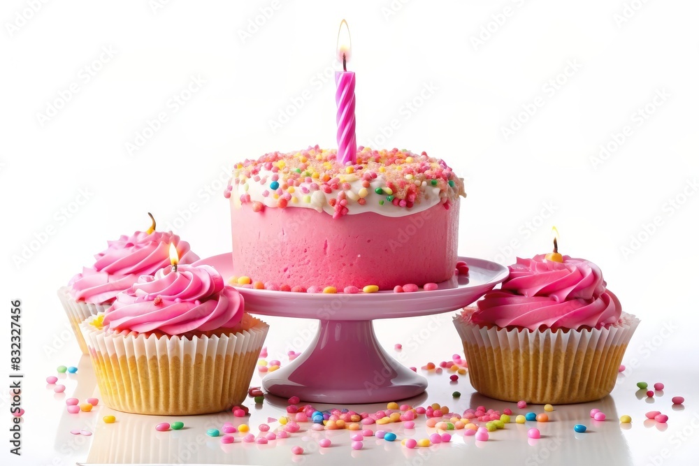 birthday cupcake with candles. AI generated birthday cupcake with candles. AI generated