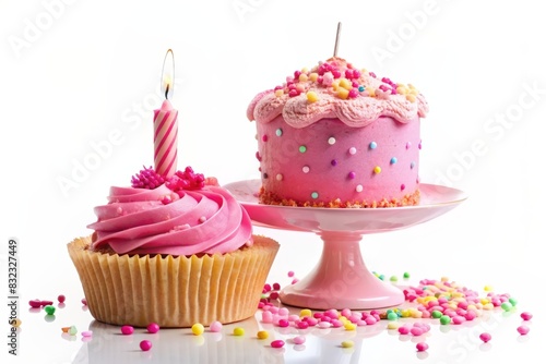 cupcake with pink frosting and sprinkles. AI generated