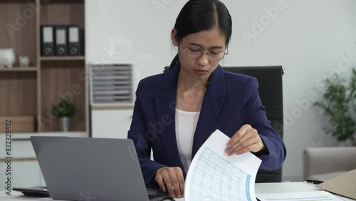 Asian businesswoman specializing in stock market and financial services, including roles as a loan officer, investment banker, legal advisor, discusses loan applications and investment strategies photo