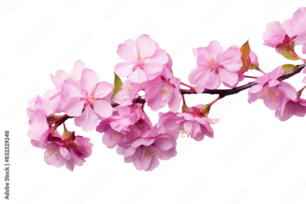 Delicate Pink Cherry Blossom Branch on transparent Delicate Pink Cherry Blossom Branch on transparent