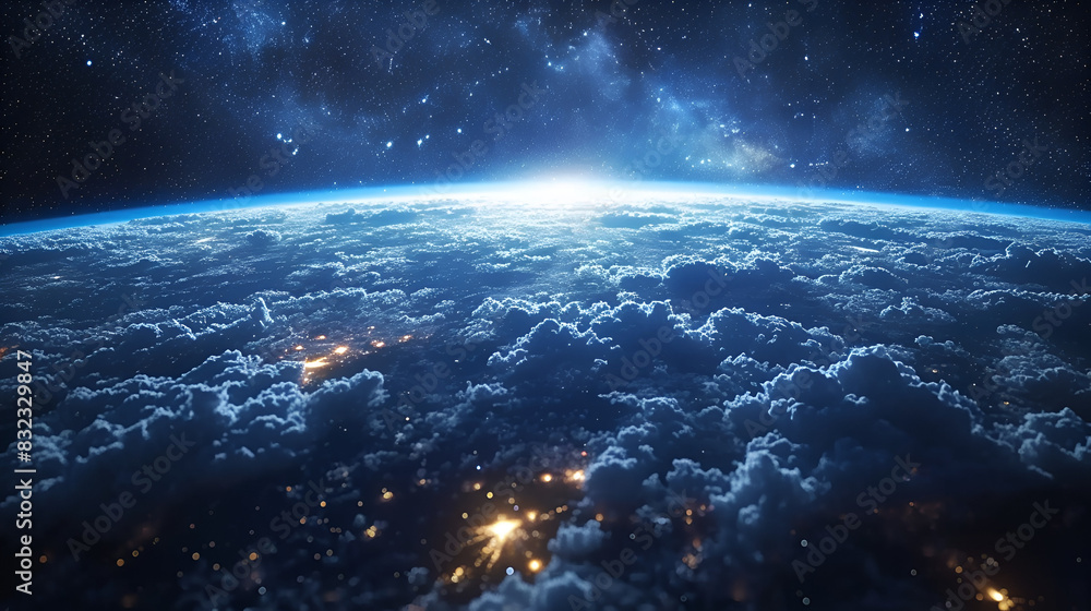 Obraz premium Planet and Space Out of World Galaxy milky way background Ai
