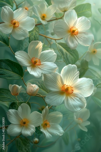 White Flowers With Green Leaves