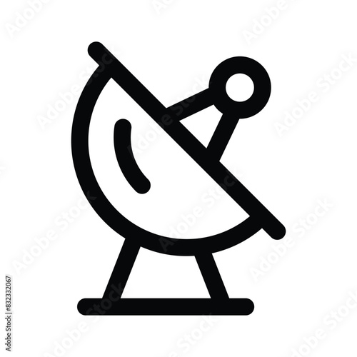 An editable icon of parabolic dish, broadcasting satellite vector