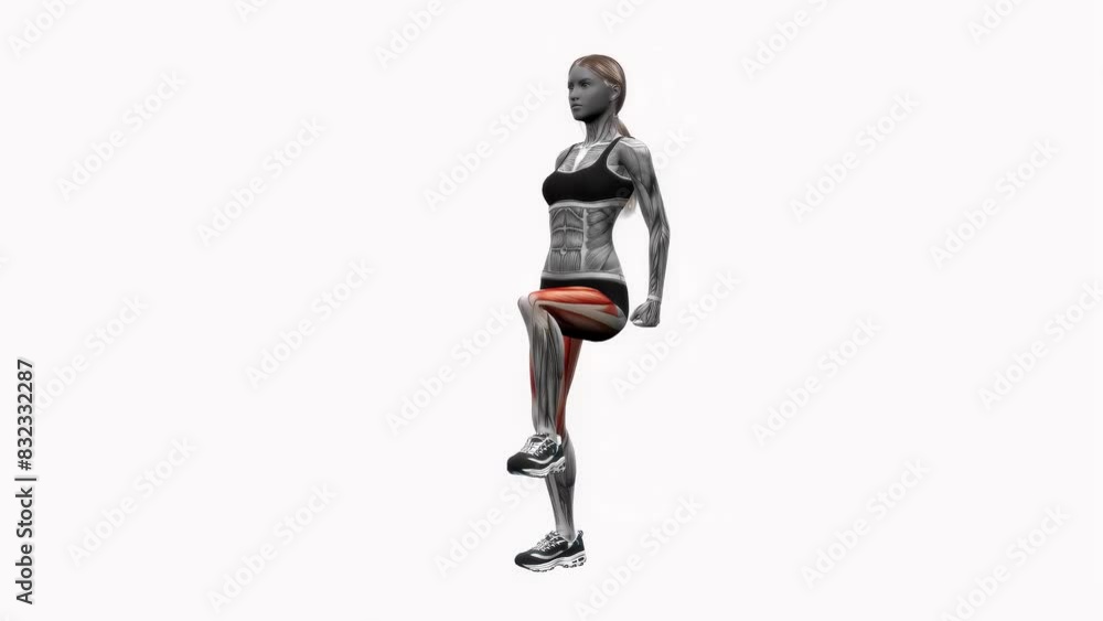 3D illustration animation of a fitness female model doing the 