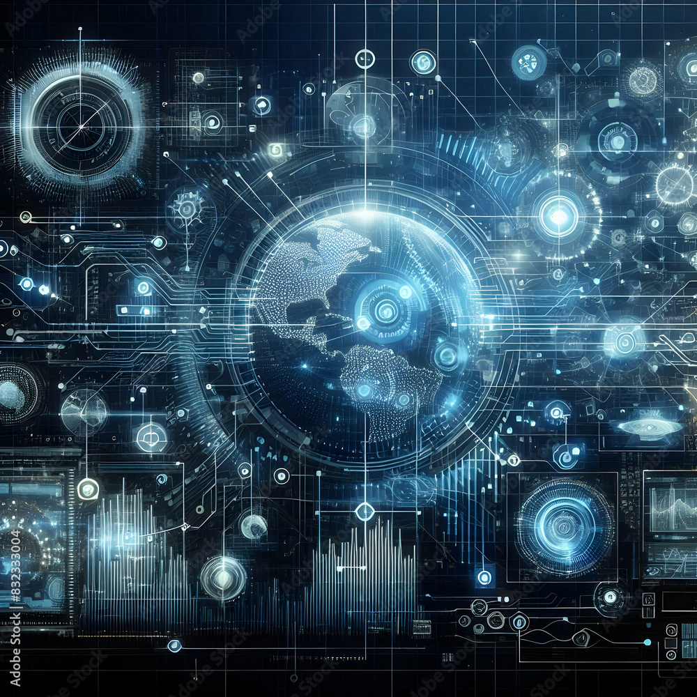 Digital Tapestry: Interwoven Blue Tech Lines Digital Tapestry: Interwoven Blue Tech Lines