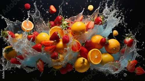 Another fruit explosion with strawberries and oranges,