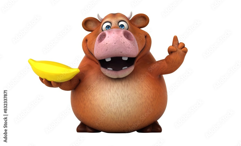 Naklejka premium Fun 3D cartoon cow illustration