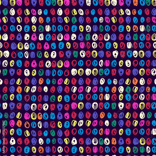 Abstract pattern with hand drawn scribble colorful ovals. Doodle background with circles perfect for web.