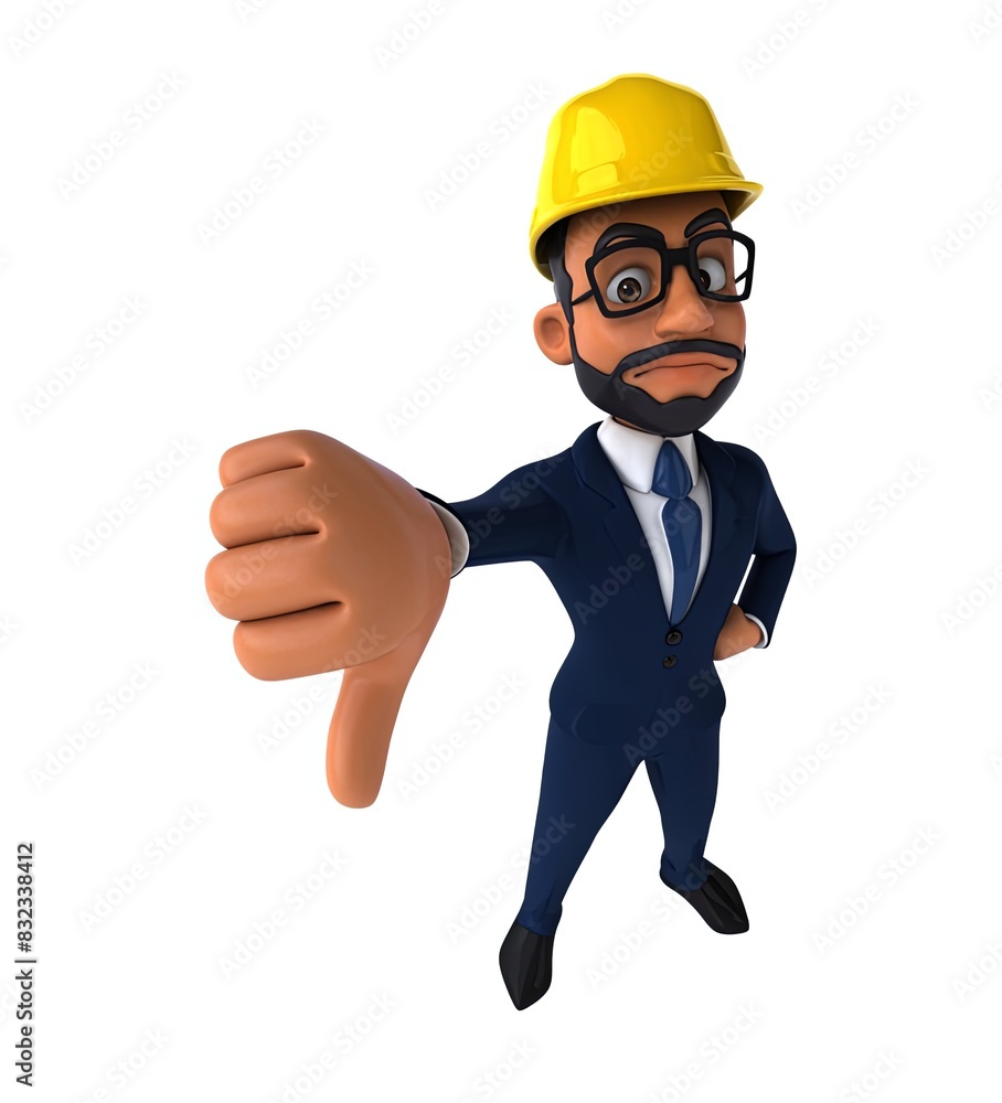 Fun 3D cartoon indian architect illustration. Fun 3D cartoon indian architect illustration.
