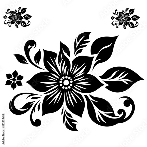 Hand drawn flat design simple flower outline 
