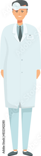 Illustration of a confident medical doctor with head mirror and id badge