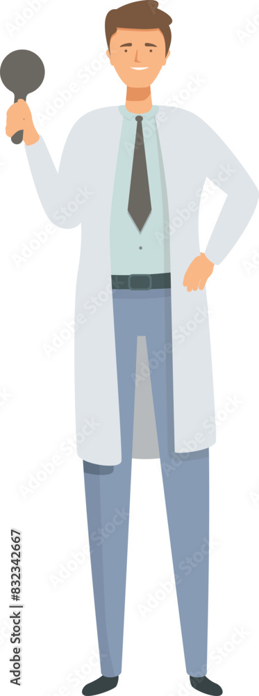 Vector illustration of a cheerful male scientist in a lab coat holding a test tube Vector illustration of a cheerful male scientist in a lab coat holding a test tube