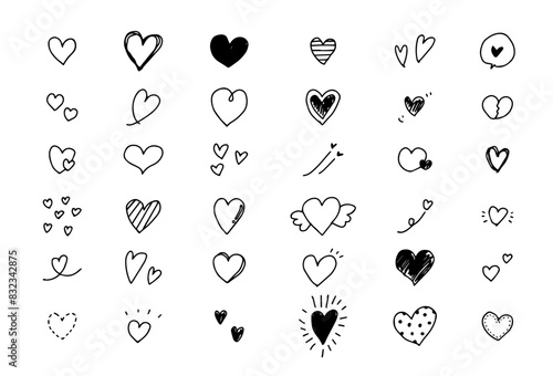 手書き　色々なハート　セット