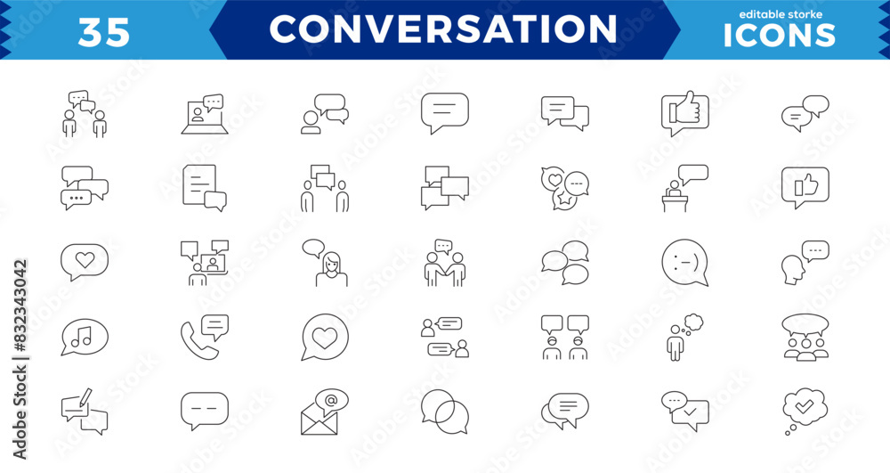 Dialogue, communication,Approved, Checkmark box and Social media message. Chat and quote line icons. Chat speech bubble, conversation or chatting related editable stroke outline icon. Dialogue, communication,Approved, Checkmark box and Social media message. Chat and quote line icons. Chat speech bubble, conversation or chatting related editable stroke outline icon.