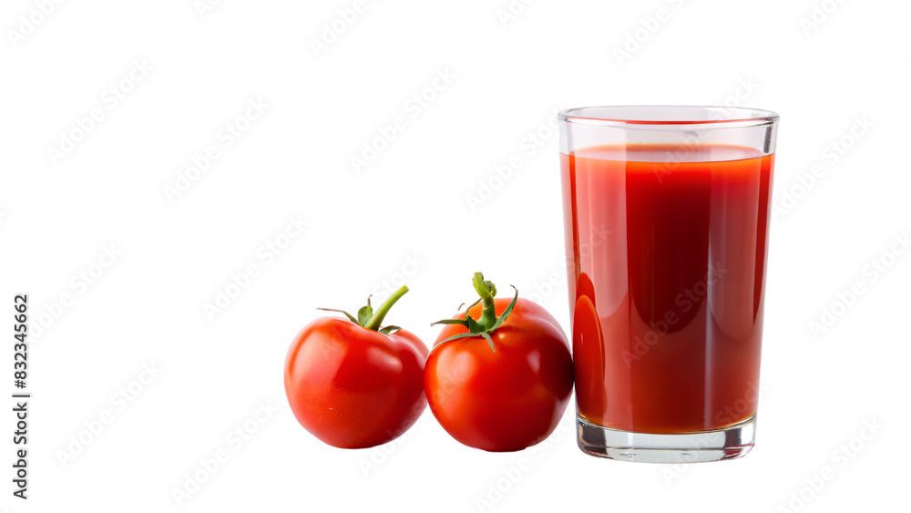 A refreshing glass of red tomato juice made from perfectly ripe tomatoes A refreshing glass of red tomato juice made from perfectly ripe tomatoes