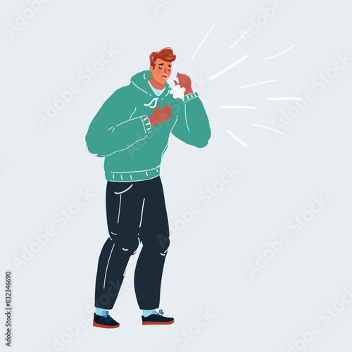 Cartoon vector illustration of man caught