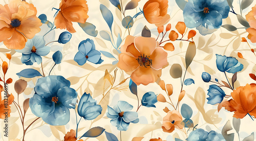 Seamless vector 3d vintage flower for textile fabric print.