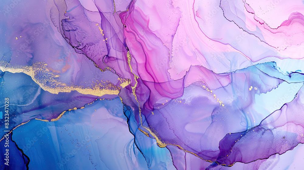 Fototapeta premium A background with abstract paint blots created with alcohol ink. A marble background